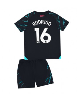 Billige Manchester City Rodri Hernandez #16 Tredjedraktsett Barn 2023-24 Kortermet (+ Korte bukser)